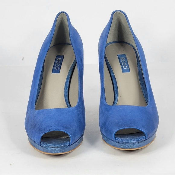 Ecco Blue Peep-Toe Heels #803 Size EU 39 (US8-8.5) - Picture 4 of 12